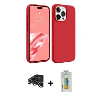 MARSİLYAN™- iPhone 15 Pro Kılıf Kozmos Yansıma Özel Seri - Siyah Polymer Nano Ekran Koruyucu + Raze Metal Kamera Lens - GS