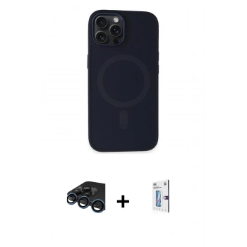MARSİLYAN™- iPhone 15 Pro Kılıf Kutup Serisi - Siyah Bilvis 0.18mm Plus Cam Ekran Koruyucu + Raze Metal Kamera Lens - LT