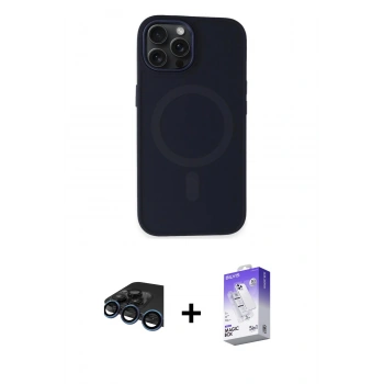 MARSİLYAN™- iPhone 15 Pro Kılıf Kutup Serisi - Siyah Bilvis 5in1 3D Magic Cam Ekran Koruyucu + Raze Metal Kamera Lens - LT