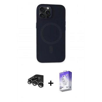 MARSİLYAN™- iPhone 15 Pro Kılıf Kutup Serisi - Siyah Bilvis 5in1 3D Magic Cam Ekran Koruyucu + Raze Metal Kamera Lens - GS