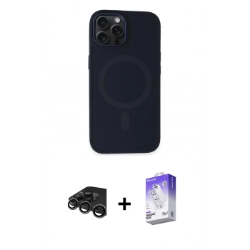 MARSİLYAN™- iPhone 15 Pro Kılıf Kutup Serisi - Siyah Bilvis 5in1 3D Magic Cam Ekran Koruyucu + Raze Metal Kamera Lens - TMGI
