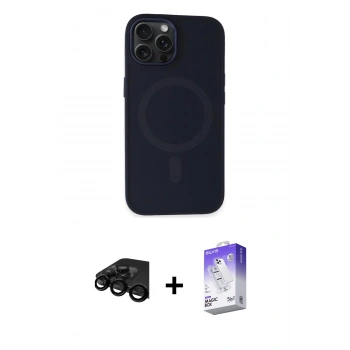 MARSİLYAN™- iPhone 15 Pro Kılıf Kutup Serisi - Siyah Bilvis 5in1 3D Magic Cam Ekran Koruyucu + Raze Metal Kamera Lens - SH