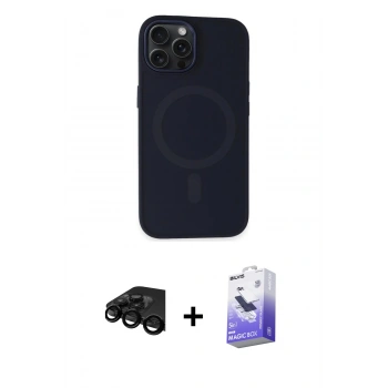 MARSİLYAN™- iPhone 15 Pro Kılıf Kutup Serisi - Siyah Bilvis 5in1 5D Magic Hayalet Cam Ekran Koruyucu + Raze Metal Kamera Lens - SH