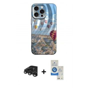 MARSİLYAN™- iPhone 15 Pro Kılıf Nova Doku Prime - Şeffaf Royal Nano Ekran Koruyucu + Raze Metal Kamera Lens - TMGI