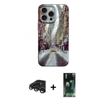 MARSİLYAN™- iPhone 15 Pro Kılıf Nova Doku Prime - Siyah 360 Mat Full Body Arka Koruyucu + Raze Metal Kamera Lens - TMGI