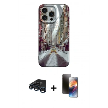 MARSİLYAN™- iPhone 15 Pro Kılıf Nova Doku Prime - Siyah 3D Antistatik Mat Seramik Nano Ekran Koruyucu + Raze Metal Kamera Lens - LT
