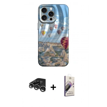 MARSİLYAN™- iPhone 15 Pro Kılıf Nova Doku Prime - Siyah Bilvis 3D Mat Cam Ekran Koruyucu + Raze Metal Kamera Lens - GS
