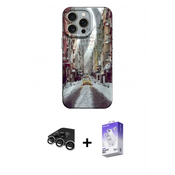 MARSİLYAN™- iPhone 15 Pro Kılıf Nova Doku Prime - Siyah Bilvis 5in1 3D Magic Cam Ekran Koruyucu + Raze Metal Kamera Lens - GS