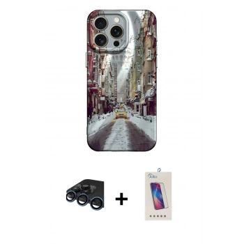 MARSİLYAN™- iPhone 15 Pro Kılıf Nova Doku Prime - Siyah Joko 5D Cam + Raze Metal Kamera Lens - LT