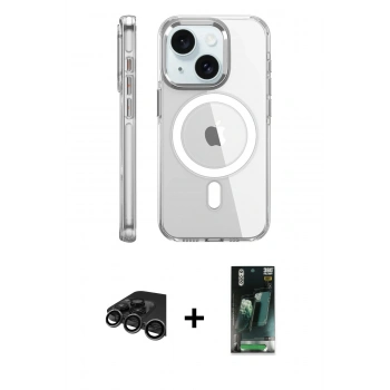 MARSİLYAN™- iPhone 15 Pro Kılıf Nova Doku - Siyah 360 Mat Full Body Arka Koruyucu + Raze Metal Kamera Lens - TMGI