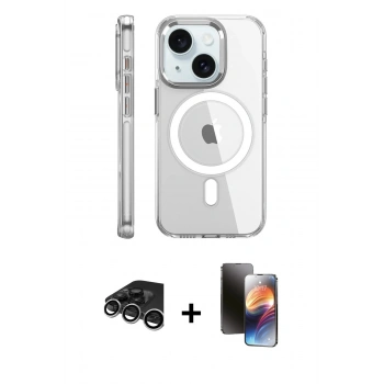 MARSİLYAN™- iPhone 15 Pro Kılıf Nova Doku - Siyah 3D Antistatik Mat Seramik Nano Ekran Koruyucu + Raze Metal Kamera Lens - GS