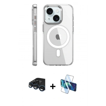MARSİLYAN™- iPhone 15 Pro Kılıf Nova Doku - Siyah 3D Antistatik Seramik Nano Ekran Koruyucu + Raze Metal Kamera Lens - LT