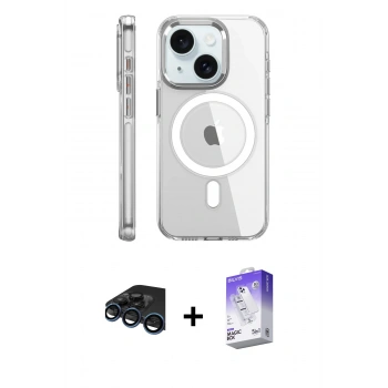 MARSİLYAN™- iPhone 15 Pro Kılıf Nova Doku - Siyah Bilvis 5in1 3D Magic Cam Ekran Koruyucu + Raze Metal Kamera Lens - LT