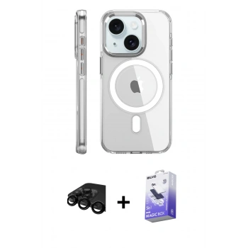 MARSİLYAN™- iPhone 15 Pro Kılıf Nova Doku - Siyah Bilvis 5in1 5D Magic Hayalet Cam Ekran Koruyucu + Raze Metal Kamera Lens - SH