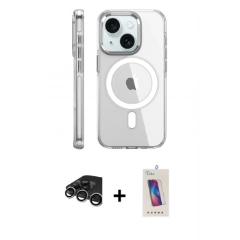 MARSİLYAN™- iPhone 15 Pro Kılıf Nova Doku - Siyah Joko 5D Cam + Raze Metal Kamera Lens - GS