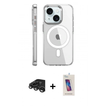 MARSİLYAN™- iPhone 15 Pro Kılıf Nova Doku - Siyah Joko 5D Cam + Raze Metal Kamera Lens - TMGI