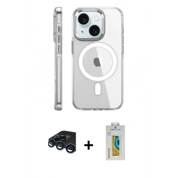 MARSİLYAN™- iPhone 15 Pro Kılıf Nova Doku - Siyah Polymer Nano Ekran Koruyucu + Raze Metal Kamera Lens - LT