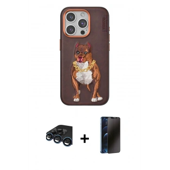MARSİLYAN™- iPhone 15 Pro Kılıf Nova Form Koleksiyonu - Siyah 3D Antistatik Hayalet Cam Ekran Koruyucu + Raze Metal Kamera Lens - LT