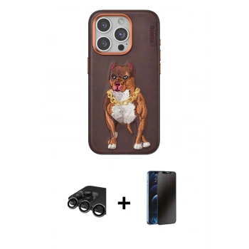 MARSİLYAN™- iPhone 15 Pro Kılıf Nova Form Koleksiyonu - Siyah 3D Antistatik Hayalet Cam Ekran Koruyucu + Raze Metal Kamera Lens - TMGI