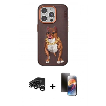 MARSİLYAN™- iPhone 15 Pro Kılıf Nova Form Koleksiyonu - Siyah 3D Antistatik Mat Seramik Nano Ekran Koruyucu + Raze Metal Kamera Lens - GS