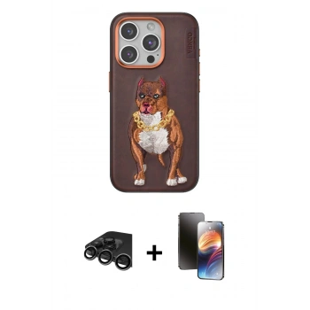 MARSİLYAN™- iPhone 15 Pro Kılıf Nova Form Koleksiyonu - Siyah 3D Antistatik Mat Seramik Nano Ekran Koruyucu + Raze Metal Kamera Lens - TMGI
