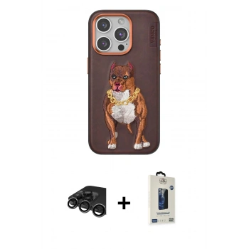 MARSİLYAN™- iPhone 15 Pro Kılıf Nova Form Koleksiyonu - Siyah Bilvis Hayalet Cam Ekran Koruyucu + Raze Metal Kamera Lens - TMGI