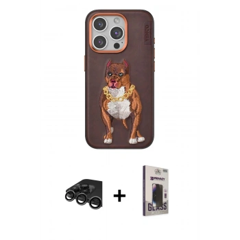 MARSİLYAN™- iPhone 15 Pro Kılıf Nova Form Koleksiyonu - Siyah Bilvis Hayalet Cam Ekran Koruyucu + Raze Metal Kamera Lens - TMGI