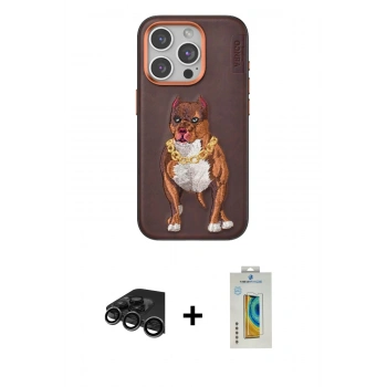 MARSİLYAN™- iPhone 15 Pro Kılıf Nova Form Koleksiyonu - Siyah Polymer Nano Ekran Koruyucu + Raze Metal Kamera Lens - TMGI