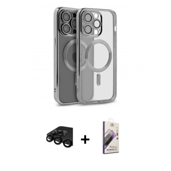 MARSİLYAN™- iPhone 15 Pro Kılıf Nova Işık Özel Seri - Siyah Bilvis 3D Mat Cam Ekran Koruyucu + Raze Metal Kamera Lens - SH