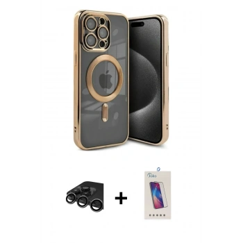 MARSİLYAN™- iPhone 15 Pro Kılıf Nova Işık Özel Seri - Siyah Joko 5D Cam + Raze Metal Kamera Lens - TMGI