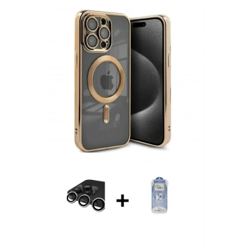 MARSİLYAN™- iPhone 15 Pro Kılıf Nova Işık Özel Seri - Siyah Joko Magic 5D Cam + Raze Metal Kamera Lens - GS