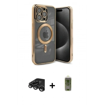 MARSİLYAN™- iPhone 15 Pro Kılıf Nova Işık Özel Seri - Siyah Joko Magic 5D Hayalet Cam + Raze Metal Kamera Lens - TMGI