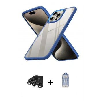 MARSİLYAN™- iPhone 15 Pro Kılıf Nova Işık Serisi - Siyah Joko Magic 5D Cam + Raze Metal Kamera Lens - TMGI