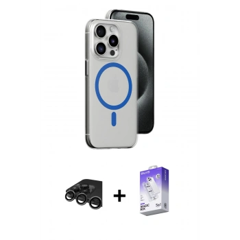 MARSİLYAN™- iPhone 15 Pro Kılıf Odak Form Özel Seri - Siyah Bilvis 5in1 3D Magic Cam Ekran Koruyucu + Raze Metal Kamera Lens - TMGI