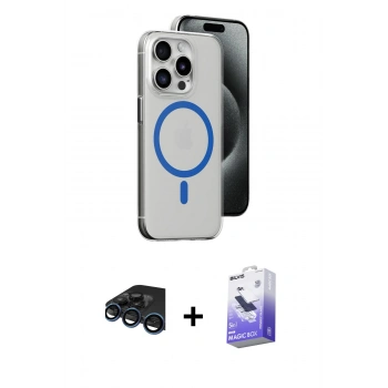 MARSİLYAN™- iPhone 15 Pro Kılıf Odak Form Özel Seri - Siyah Bilvis 5in1 5D Magic Hayalet Cam Ekran Koruyucu + Raze Metal Kamera Lens - LT