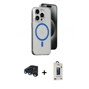MARSİLYAN™- iPhone 15 Pro Kılıf Odak Form Özel Seri - Siyah Bilvis Hayalet Cam Ekran Koruyucu + Raze Metal Kamera Lens - LT