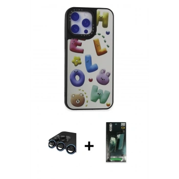 MARSİLYAN™- iPhone 15 Pro Kılıf Odak Klasik Serisi - Şeffaf 360 Full Body Arka Koruyucu + Raze Metal Kamera Lens - LT