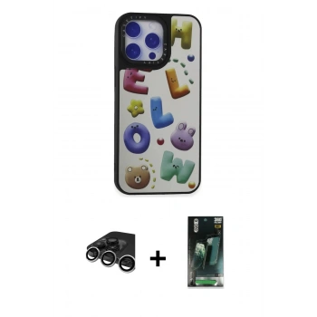 MARSİLYAN™- iPhone 15 Pro Kılıf Odak Klasik Serisi - Siyah 360 Mat Full Body Arka Koruyucu + Raze Metal Kamera Lens - GS