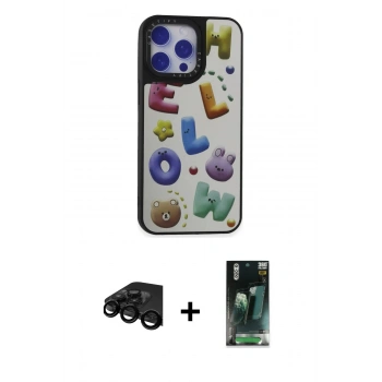 MARSİLYAN™- iPhone 15 Pro Kılıf Odak Klasik Serisi - Siyah 360 Mat Full Body Arka Koruyucu + Raze Metal Kamera Lens - SH