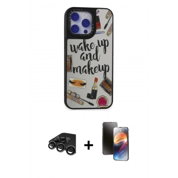 MARSİLYAN™- iPhone 15 Pro Kılıf Odak Klasik Serisi - Siyah 3D Antistatik Mat Seramik Nano Ekran Koruyucu + Raze Metal Kamera Lens - TMGI