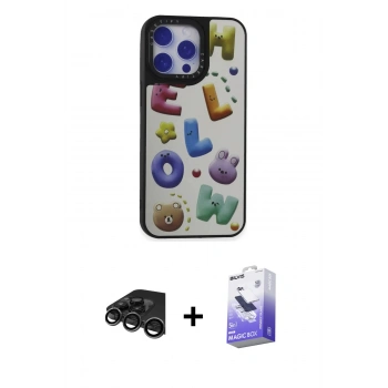 MARSİLYAN™- iPhone 15 Pro Kılıf Odak Klasik Serisi - Siyah Bilvis 5in1 5D Magic Hayalet Cam Ekran Koruyucu + Raze Metal Kamera Lens - TMGI