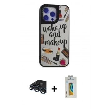 MARSİLYAN™- iPhone 15 Pro Kılıf Odak Klasik Serisi - Siyah Polymer Nano Ekran Koruyucu + Raze Metal Kamera Lens - LT