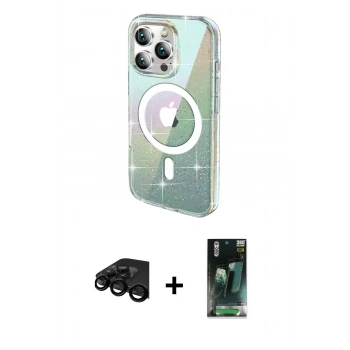 MARSİLYAN™- iPhone 15 Pro Kılıf Odak Modern Serisi - Siyah 360 Mat Full Body Arka Koruyucu + Raze Metal Kamera Lens - SH