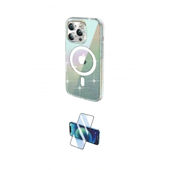 MARSİLYAN™- iPhone 15 Pro Kılıf Odak Modern Serisi - Siyah 3D Antistatik Seramik Nano Ekran Koruyucu