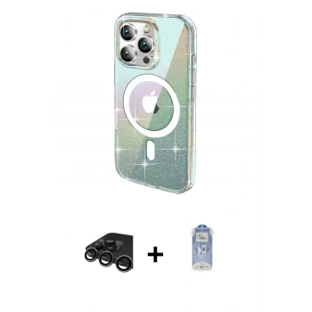 MARSİLYAN™- iPhone 15 Pro Kılıf Odak Modern Serisi - Siyah Joko Magic 5D Cam + Raze Metal Kamera Lens - TMGI