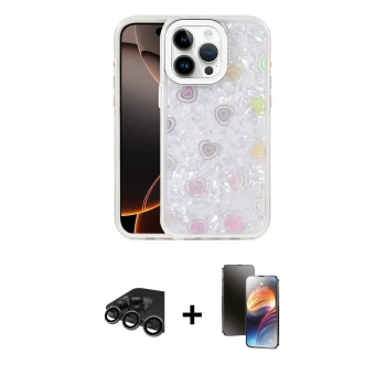 MARSİLYAN™- iPhone 15 Pro Kılıf Odak Prime - Siyah 3D Antistatik Mat Seramik Nano Ekran Koruyucu + Raze Metal Kamera Lens - TMGI