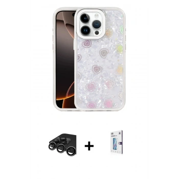 MARSİLYAN™- iPhone 15 Pro Kılıf Odak Prime - Siyah Bilvis 0.18mm Plus Cam Ekran Koruyucu + Raze Metal Kamera Lens - TMGI