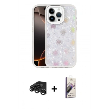 MARSİLYAN™- iPhone 15 Pro Kılıf Odak Prime - Siyah Bilvis 3D Mat Cam Ekran Koruyucu + Raze Metal Kamera Lens - TMGI