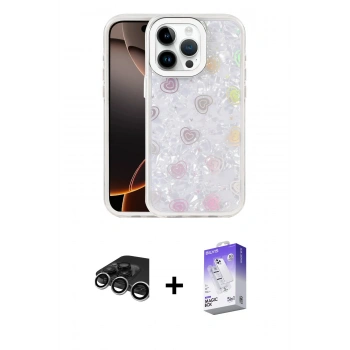 MARSİLYAN™- iPhone 15 Pro Kılıf Odak Prime - Siyah Bilvis 5in1 3D Magic Cam Ekran Koruyucu + Raze Metal Kamera Lens - GS