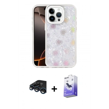 MARSİLYAN™- iPhone 15 Pro Kılıf Odak Prime - Siyah Bilvis 5in1 5D Magic Hayalet Cam Ekran Koruyucu + Raze Metal Kamera Lens - LT